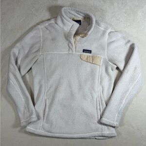 Women’s Patagonia Size Large Synchilla Cream and Tan Women's Sweater Button Snap